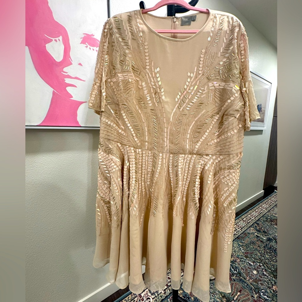 ASOS pale pink sequin cocktail dress size 20